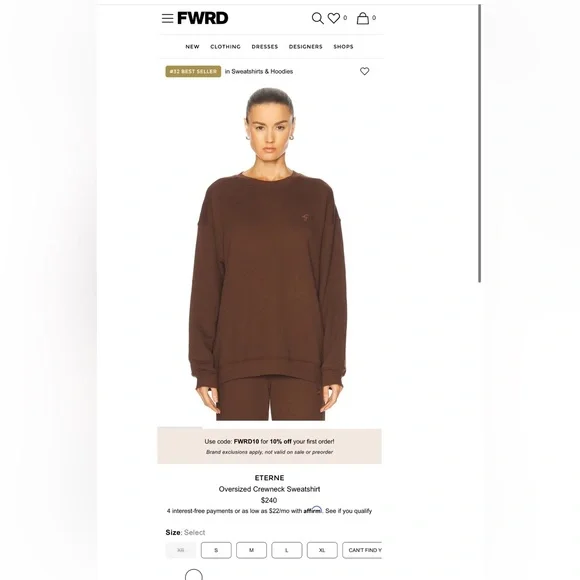 Eterne Chocolate Brown Sweat Set Oversized Crewneck Sweatshirt Classic  Sweatpant